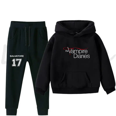 The Vampire Diaries Tracksuit Suit Boys Girls Clothes 2 Pieces Sets Childrens Hoodies Unisex Casual Sweatshirt Sweatpants New