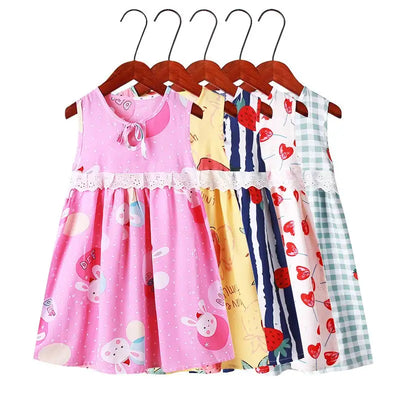 Childrens Layered Dress Girls Princess Dress Summer Fashion Casual Clothing Floral Knee-length Dance Clothes Promotion