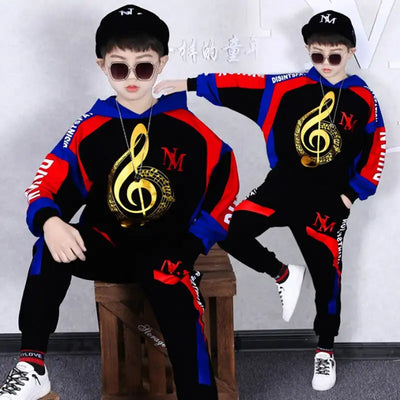 New Spring And Autumn Long-sleeved Music Sports Sweater Pants Clothes For Boys Childrens Clothing Toddler Boy Clothes 8 10y