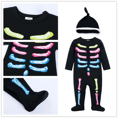 Childrens Halloween Costume Beanie Rompers Footies Baby Boy Clothes Infant Autumn Long Sleeve Newborn Romper with Feet