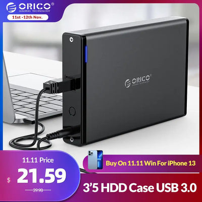 ORICO 3.5'' HDD Case SATA to USB 3.0 Adapter External Hard Drive Enclosure for 2.5