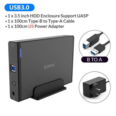 ORICO 3.5'' HDD Case SATA to USB 3.0 Adapter External Hard Drive Enclosure for 2.5" 3.5" SSD Disk HDD Case for PC Support 18TB