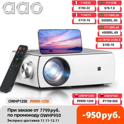 AAO Full HD Projector YG430 5G WiFi Smart Portable Mini Projector Native 1920 X 1080P Smartphone LED Video Home Cinema Beamer