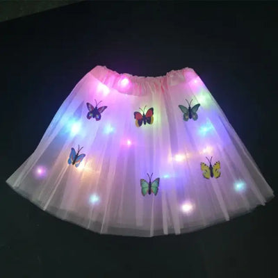 Girls Kids Butterfly Light Up Tutu LED Skirt