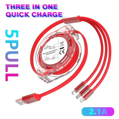 3 In 1 USB C Cable For IPhone 12 13 Charger Micro USB Type C Fast Charge For Macbook Samsung Xiaomi Huawei Charging Cable 2.1 A