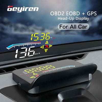 GEYIREN M17 HUD Head Up Display OBD2 GPS System Windshield Speed Projector Auto Car Security Alarm Electronic Accessories