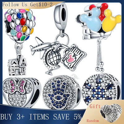 Hot Sale 100% Real 925 Sterling Silver Ariel Balloon Charm Fit Original 3mm Bracelet Making Fashion DIY Jewelry For Women