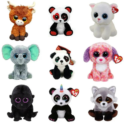 New Ty Beanie Stuffed Animal Doll Panda Gorilla Cow Raccoon Elephant Model Cute Soft Children Toy Plush Pillows 15cm