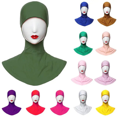 20 Colors Bonnet Muslim Women Hijab Niquabs Islamic Under Scarf Cap Neck Cover Inner Head Wear Soft Solid Color Beanies Amira