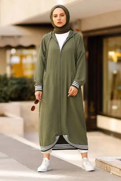 Islamic women long jacket 1 piece Women Cap Islamic Sports Wear for Muslim Hijab dress jackets for Women Muslim long Cardigan