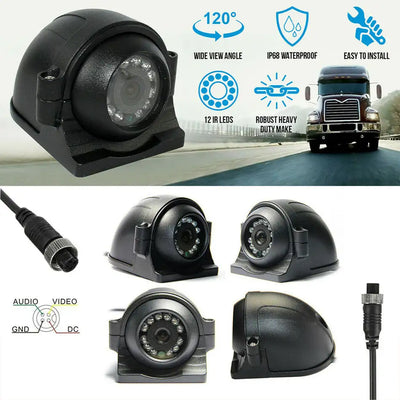 12V/24V Heavy Duty CCD IR Color Side View Camera 4Pin HD infrared Night Vision Camera For Caravan Truck Trailer