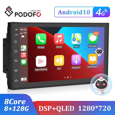 Podofo 8G 128G Car Radio 2 din Android 10.0 Auto Carplay Universal 7