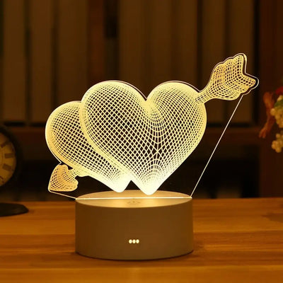 Valentines Day Gift 3D Love Lamp Acrylic Bear Rose LED Night Light Kids Birthday Gift Rabbit Easter Deco Wedding Decoration