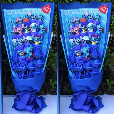 Disney Stitch Flower Bouquet Cartoon Lilo Stitch Plush Toy Doll Bouquet Gift Box Children Xmas Birthday Gifts Valentine Gift