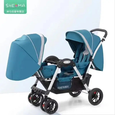 Twin Baby Stroller Baby Can Sit Can Lying Double Face-to-face Light Folding Shock Absorber Folding Trolley