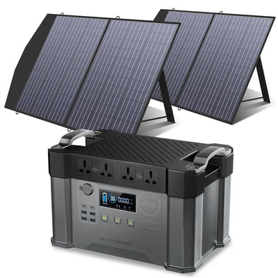 ALLPOWERS Solar Generator Battery Charger, 110V/220V Pure Sine Wave AC Outlet With 2×100W Portable Solar Panel For Outdoors