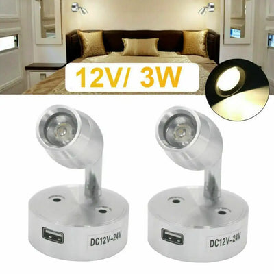 2x 12V LED Interior Spot Reading Light Camper Van Caravan Boat Touch Switch USB Lamp Decoration Eco-friendly And Durable