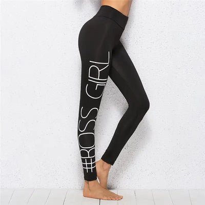 Letter Print Side Skinny Leggings Workout High Waist Push Up Leggins Mujer Fitness Elasticity Women Breathable Slim Pants